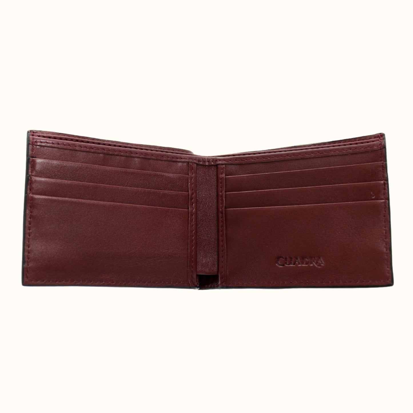Cuadra genuine alligator leather bifold wallet in black interior