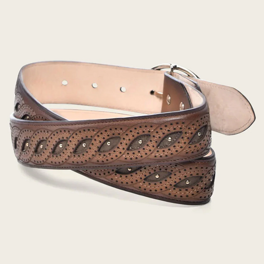Cuadra brown braided leather belt back view