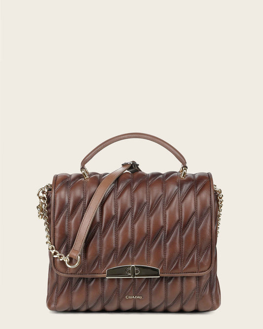 Cuadra Honey Lamb Leather Geometric Shoulder Bag front view