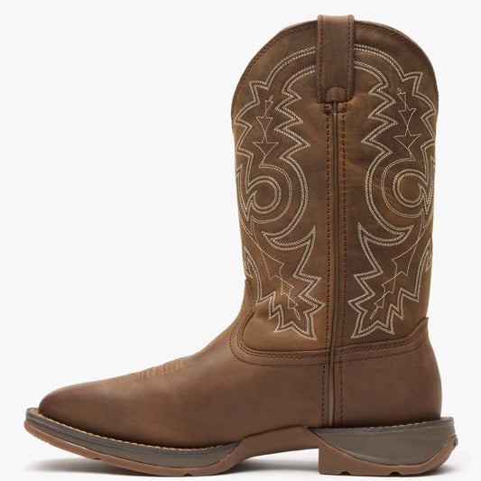 Rebel by Durango steel toe pull-on western boot brown leather side view