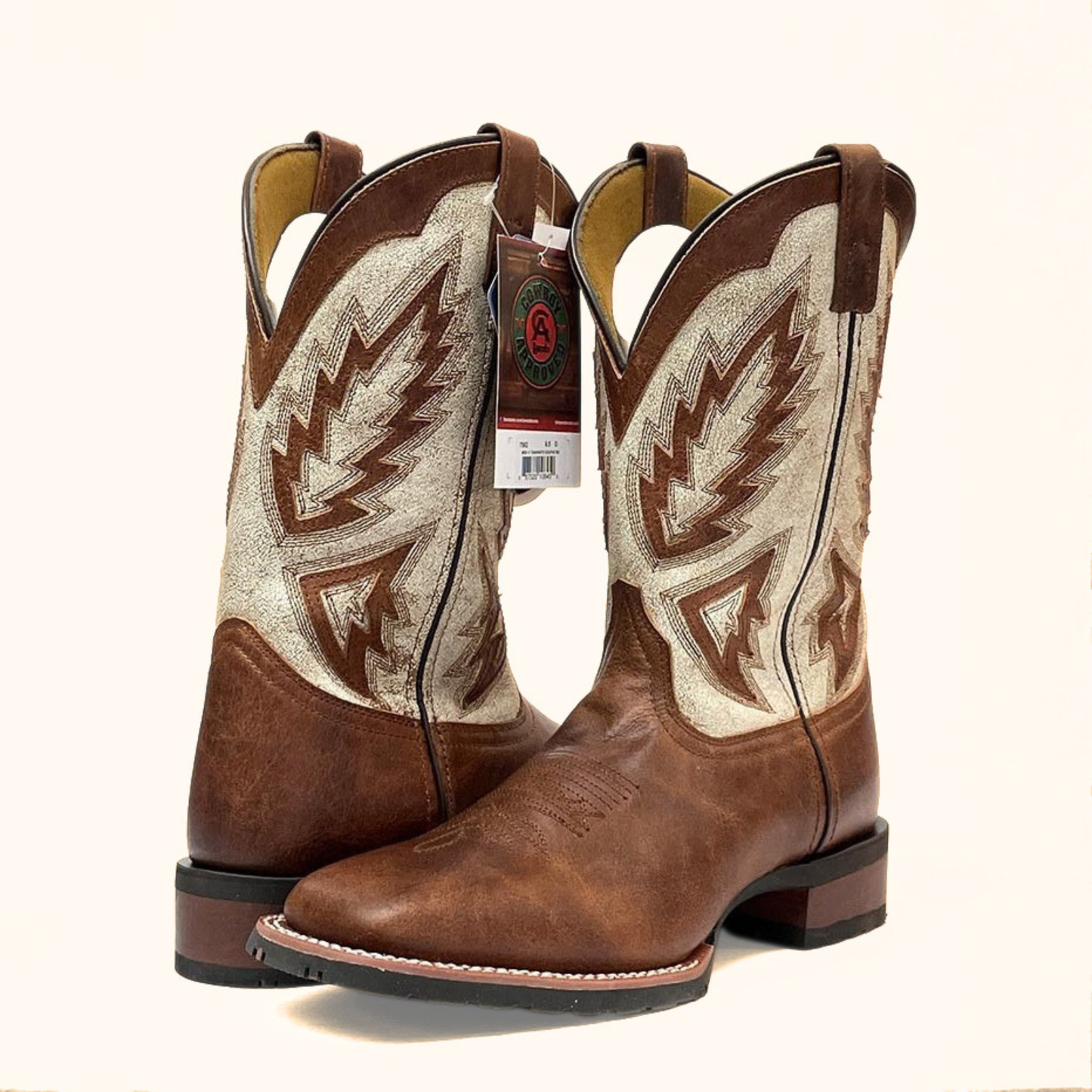 Laredo Koufax Western Boot brown and white leather pair view