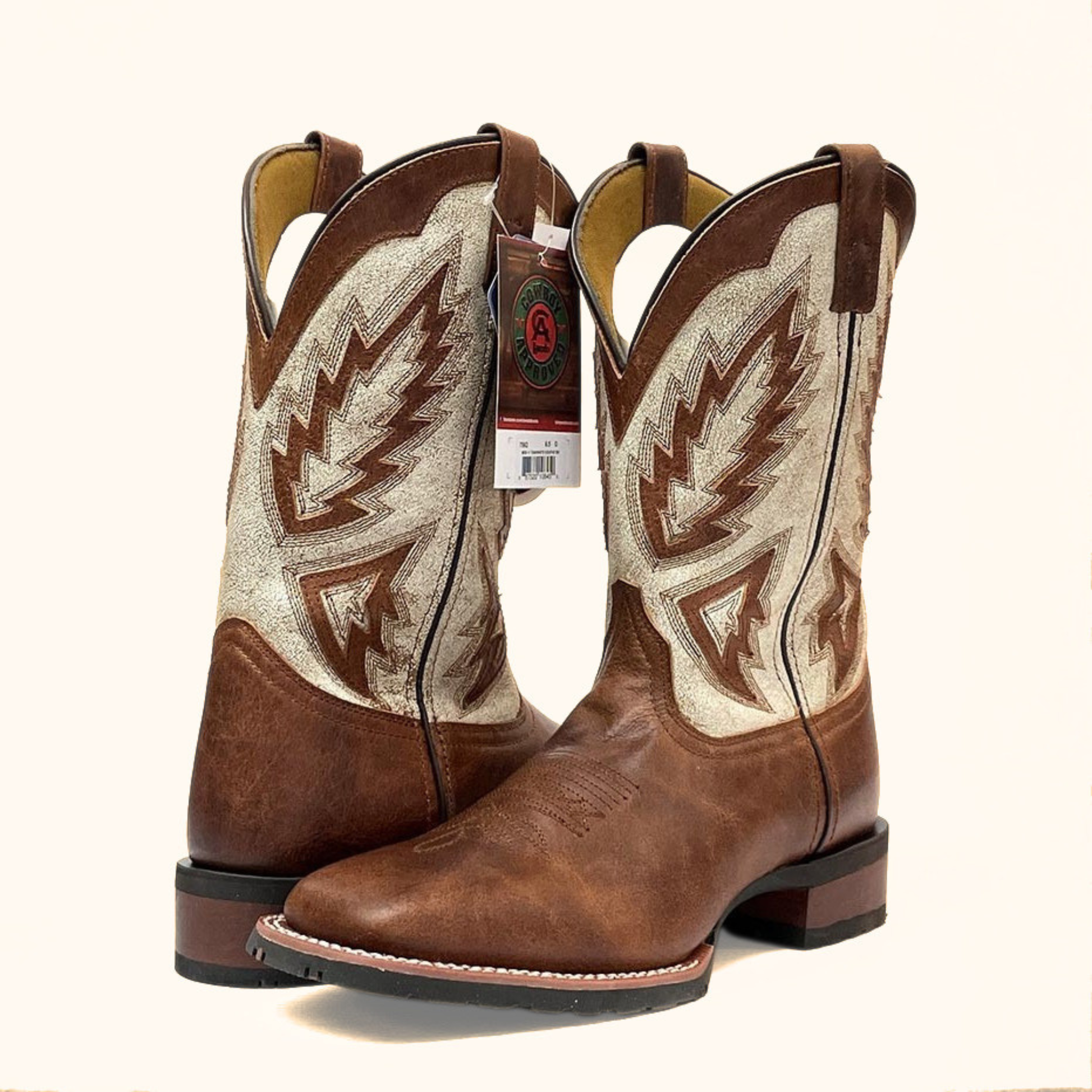Laredo Koufax Western Boot brown and white leather pair view
