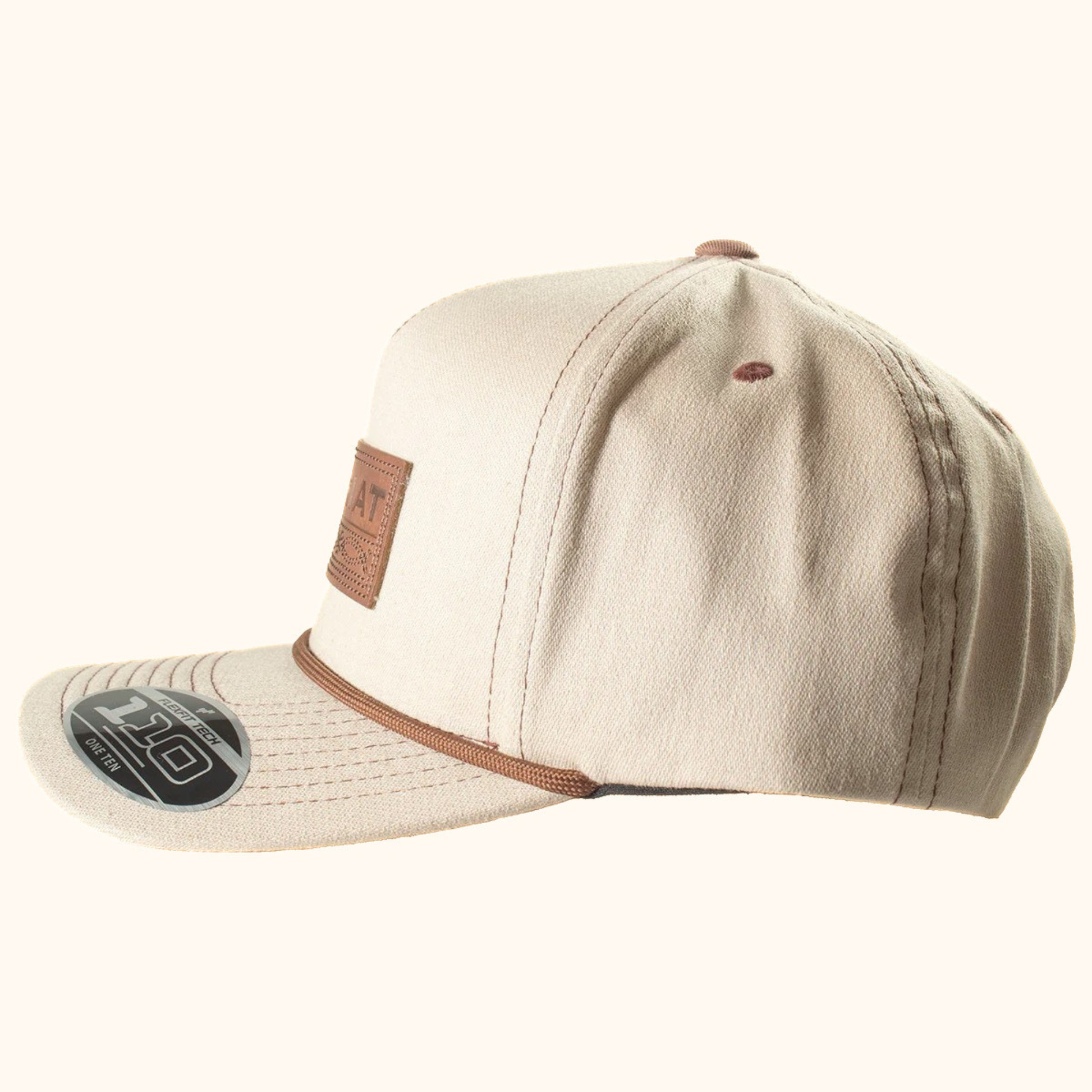 Ariat FlexFit 110 Faux Leather Patch Snapback Cap Khaki side view
