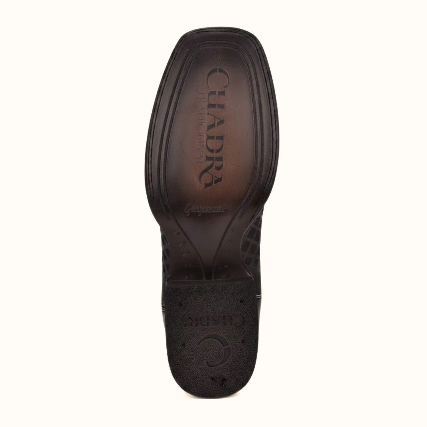 Cuadra engraved black western boot outsole view