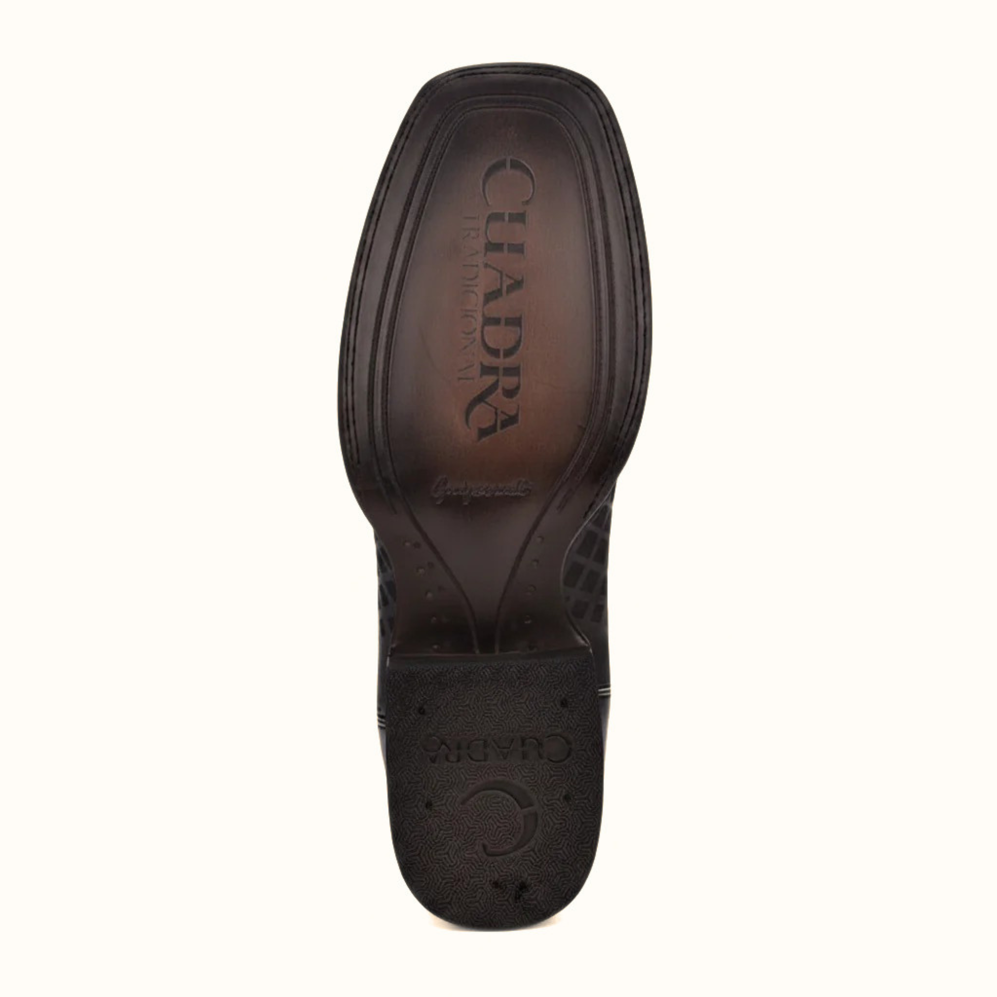 Cuadra engraved black western boot outsole view