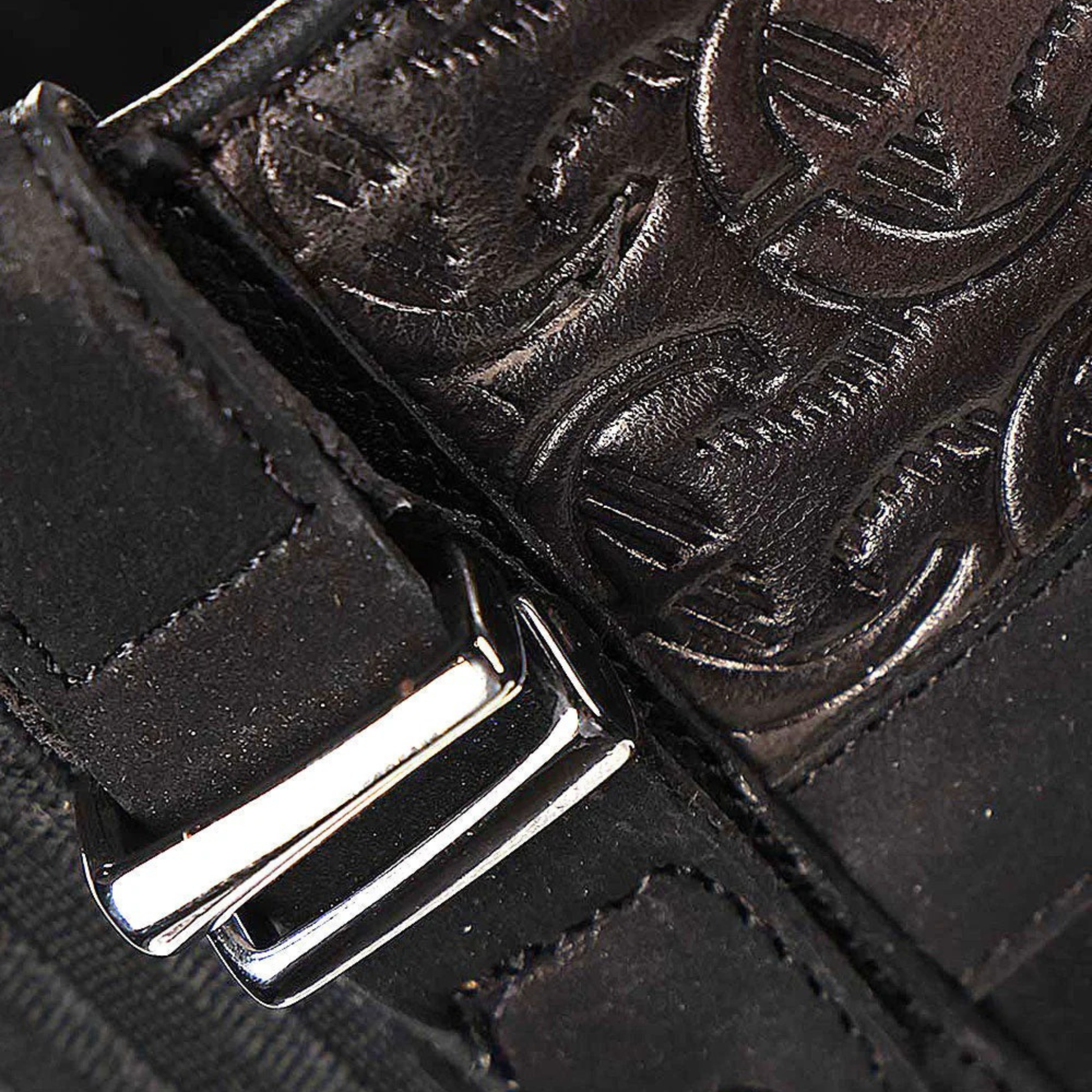 Cuadra Black Stingray Leather Knee High Boots leather view
