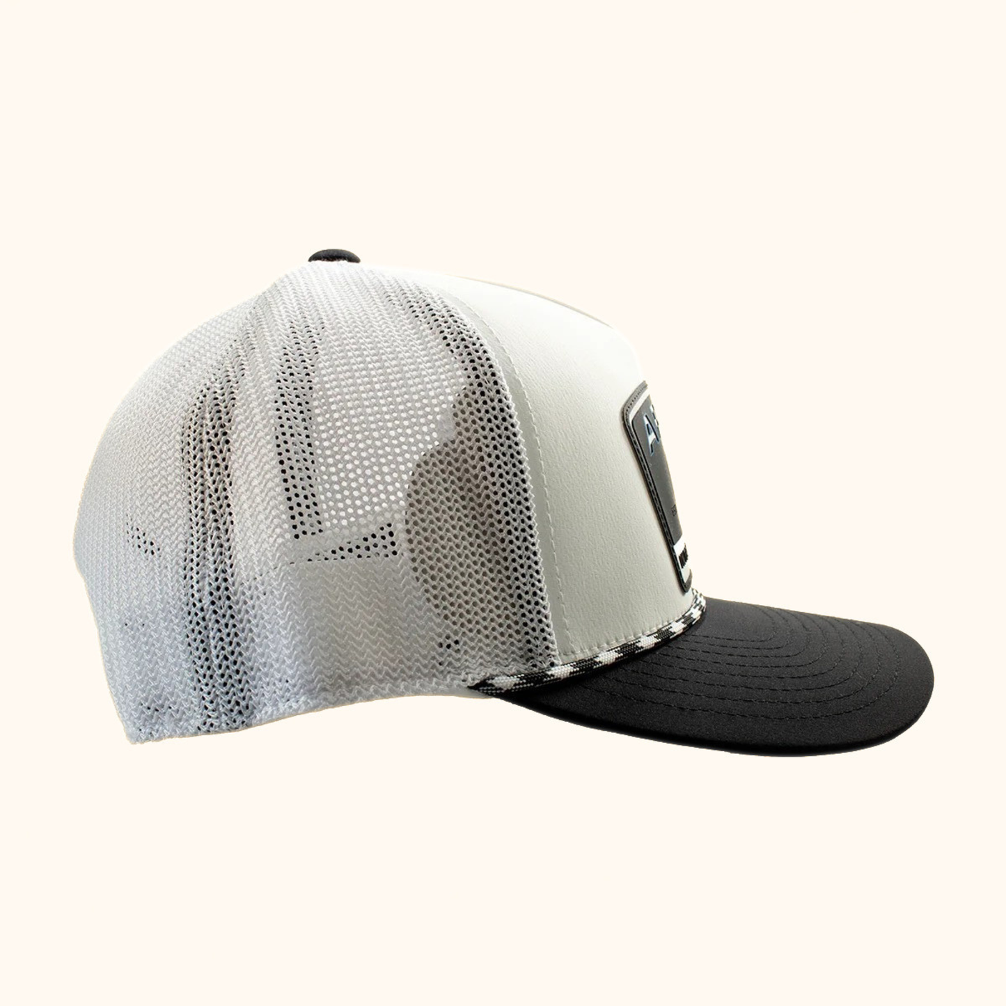 Ariat FlexFit 110 Rubber Patch Snapback Cap White side view