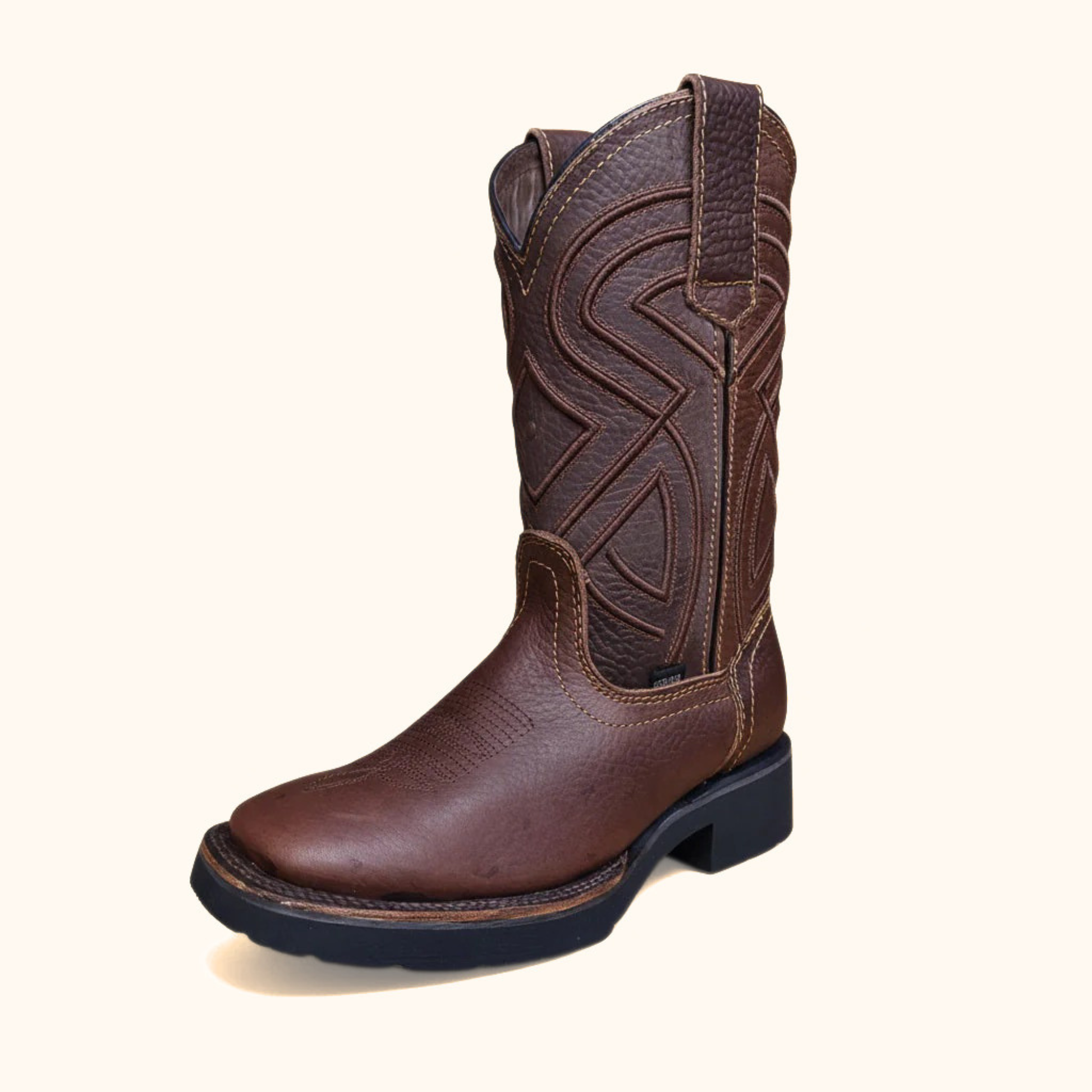 Cerro Crazy Cafe CT square toe brown leather work boot angled view