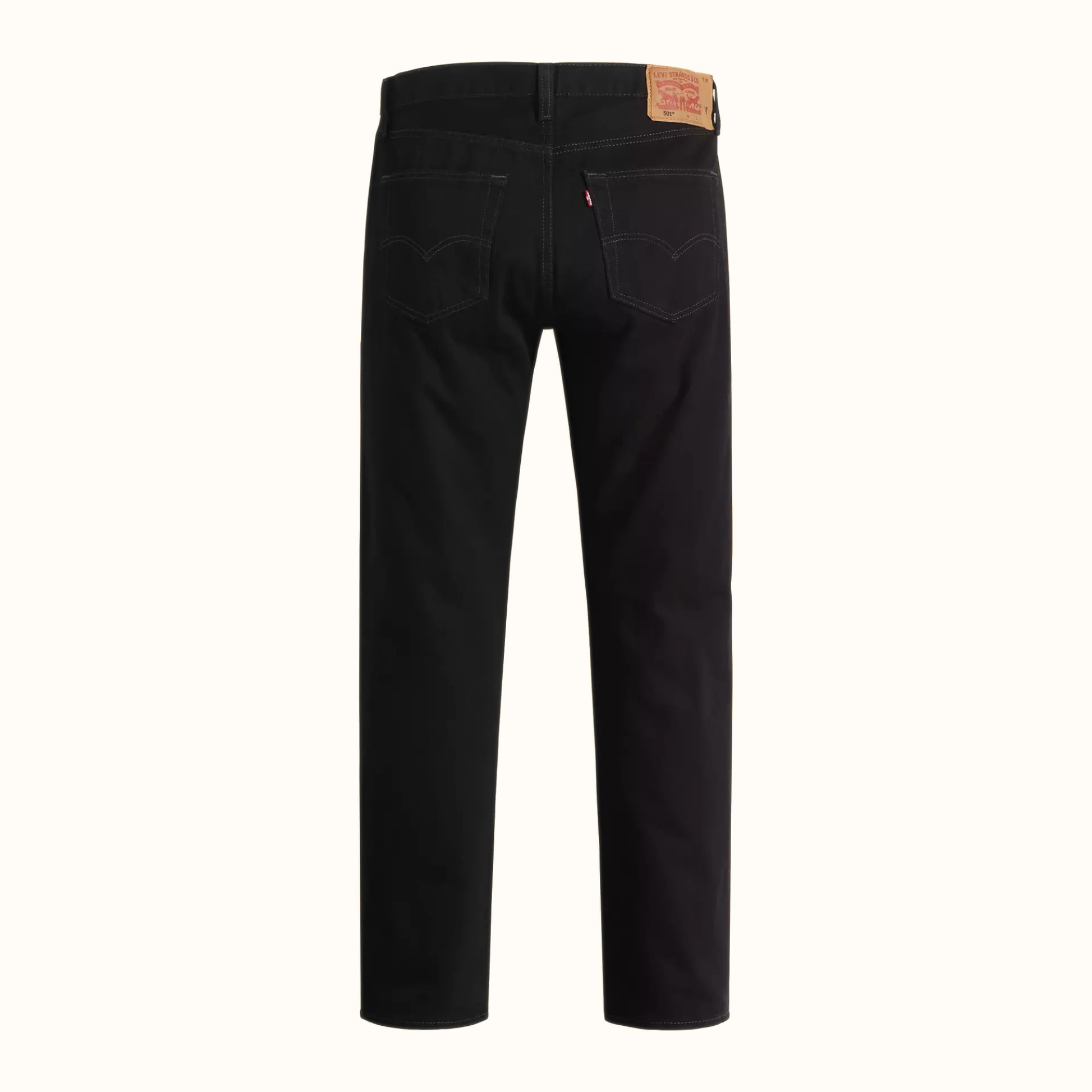 Levi’s 501 Original Fit Jean back view laid flat in black denim