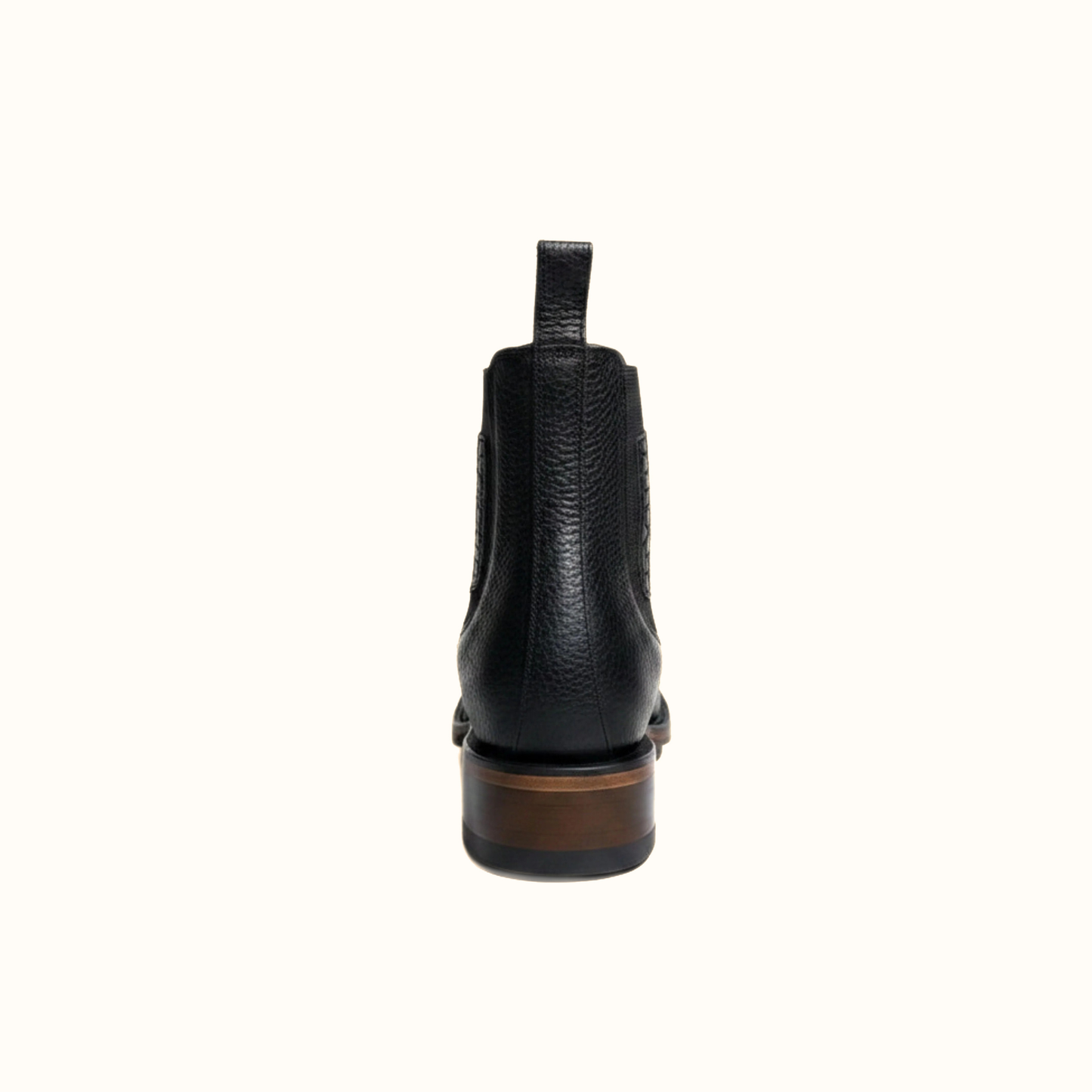 Vestigium Black Caiman Belly Boot back view with pull tabs