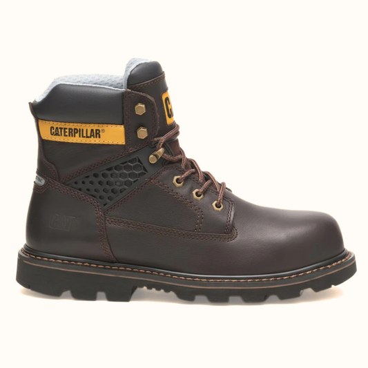Side view of CAT Structure Cool Composite Toe Work Boot in brown