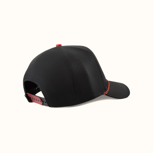 Back Side view of Ariat Women’s Game Day Black Snapback Cap showing Ariat shield logo