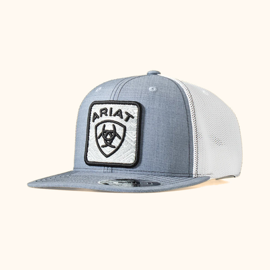 Ariat FlexFit 110 Aztec Patch Snapback Cap Denim front angled view