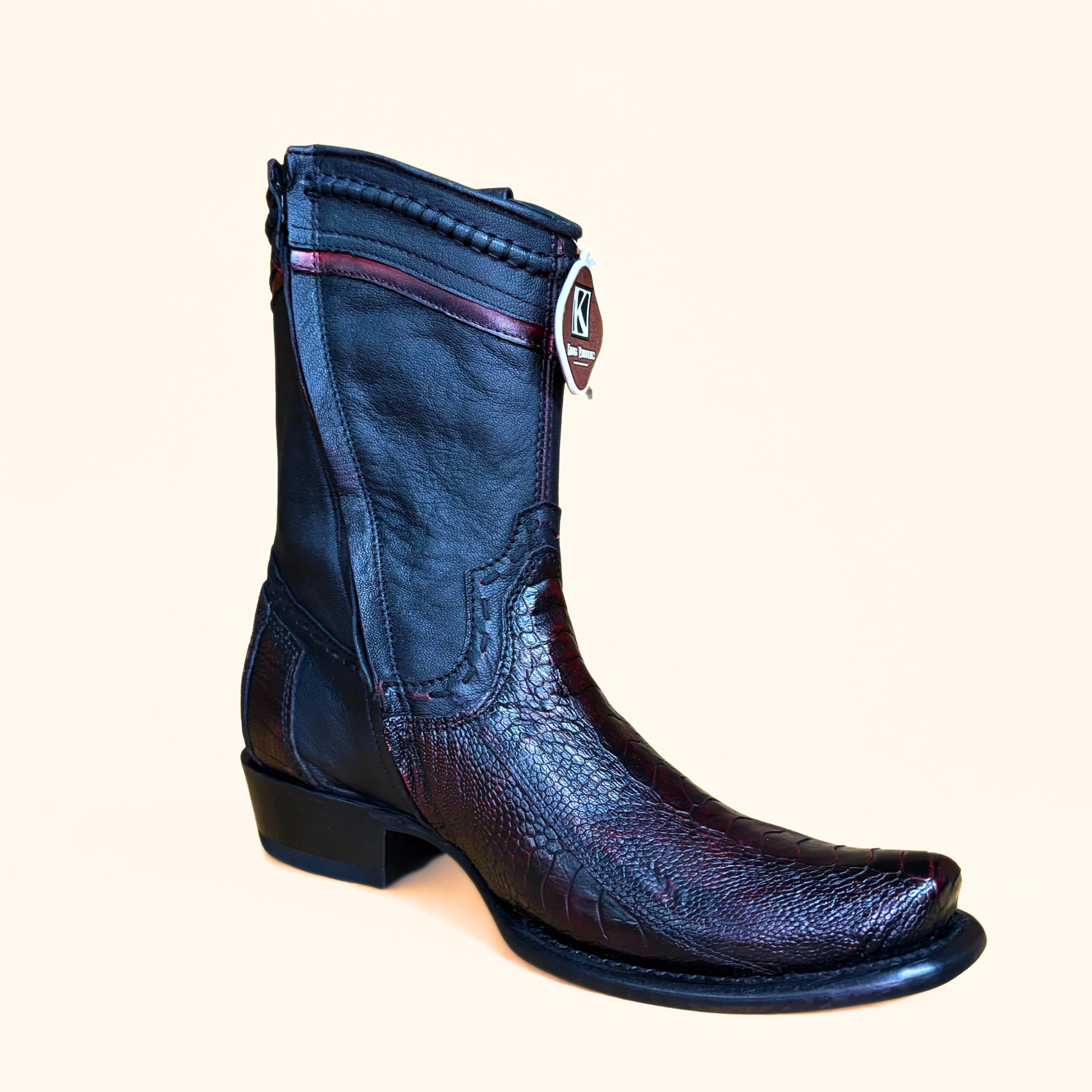 King Exotic Ostrich Leg Dubai Short Boot front angle