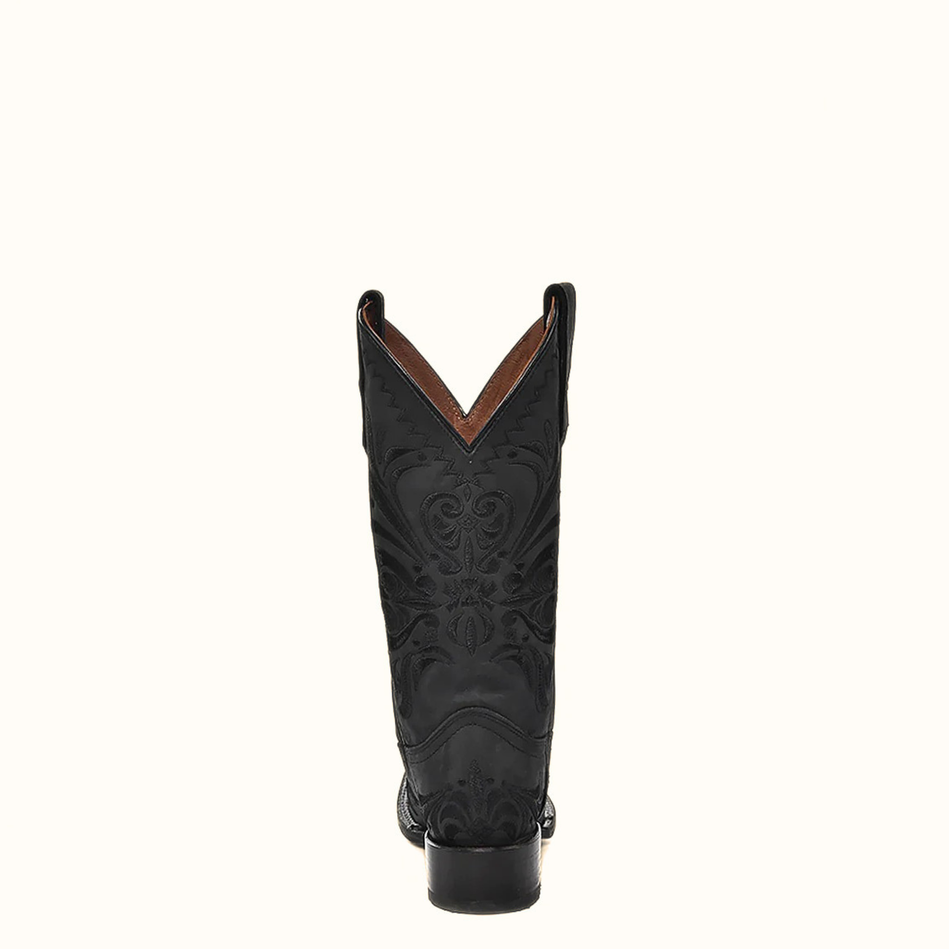 Rear view of Corral Black Embroidered Square Toe Cowboy Boots