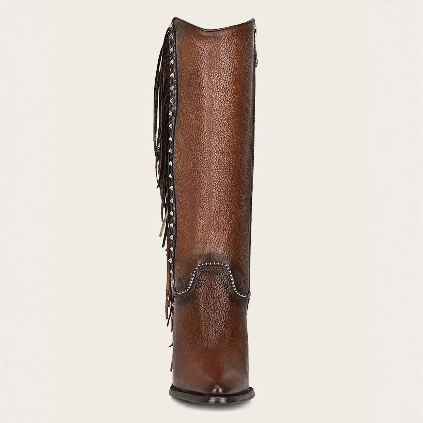 Botas altas de cuero marrón trenzado