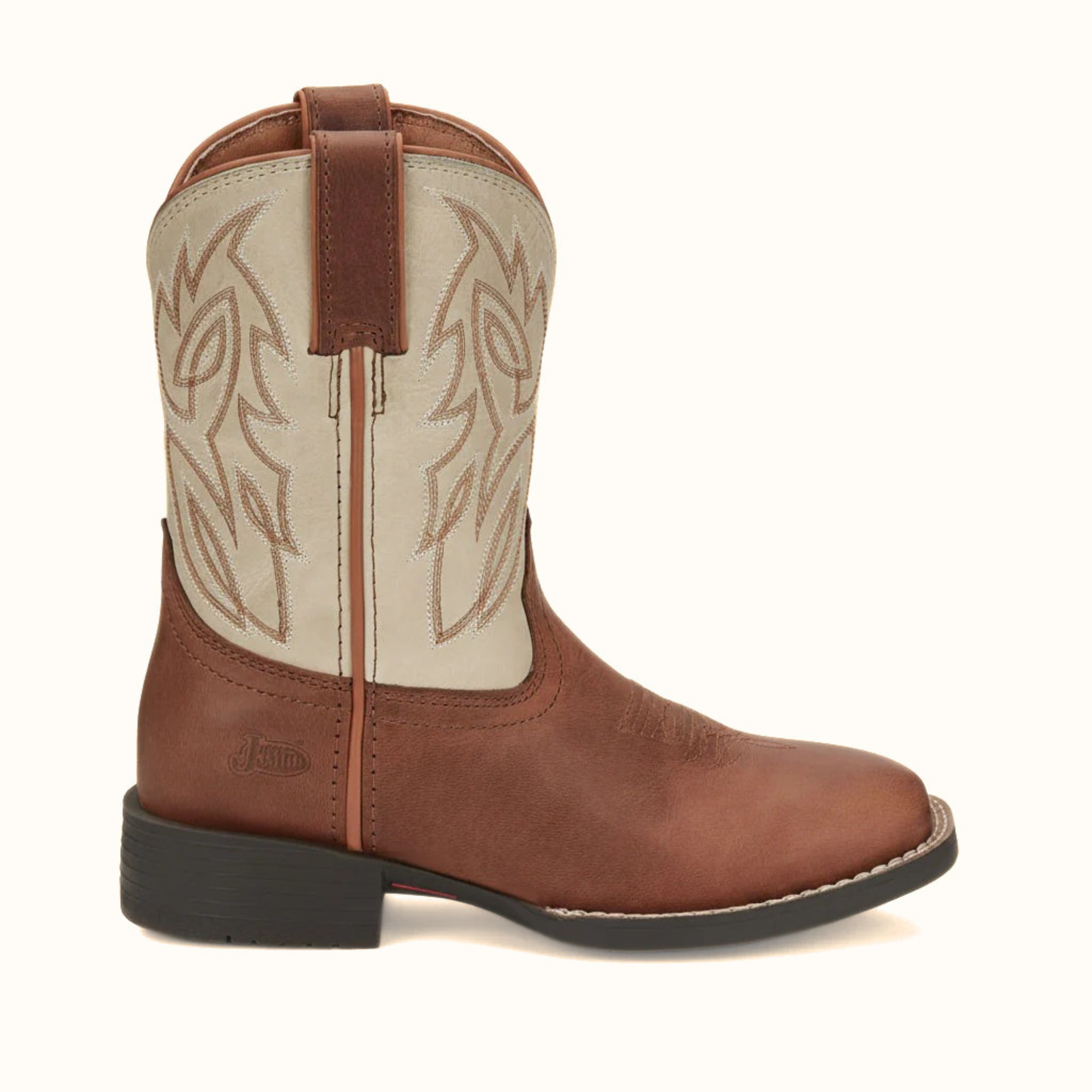 Justin Canter Junior Boot side view with stitched cream shaft