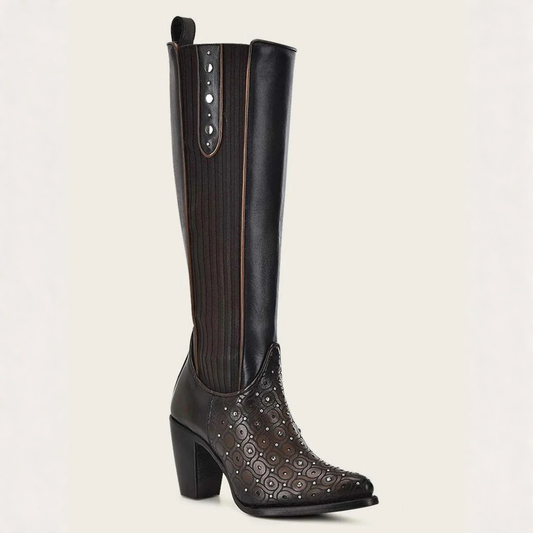 Tall Dark Brown Boot With Crystals