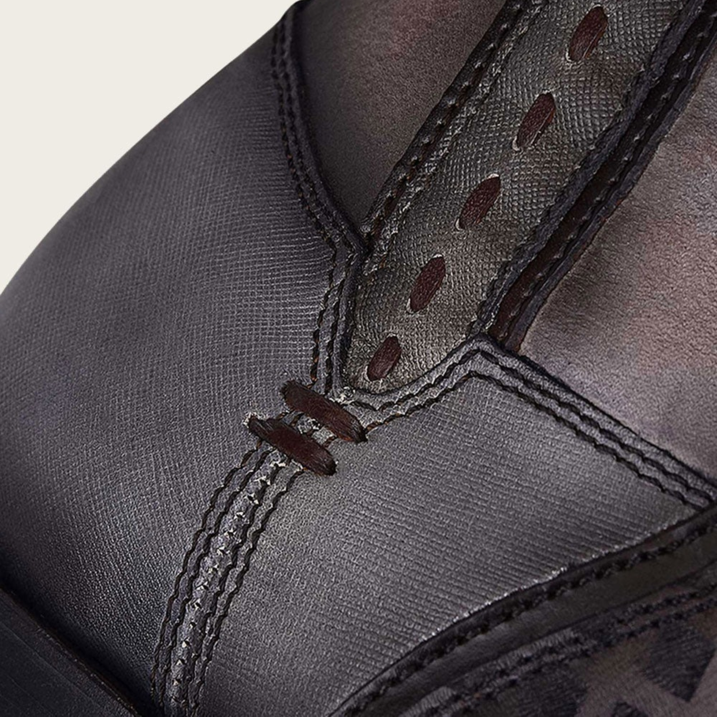 Grey Laser & Woven Narrow Square Toe Boot