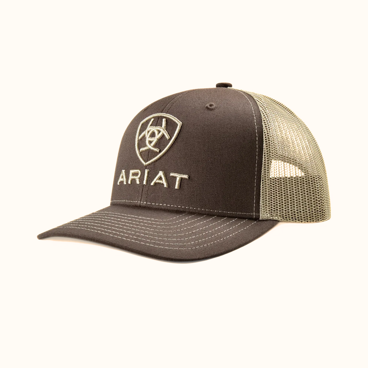 Ariat Youth Embroidered Logo Snapback Cap Brown front view