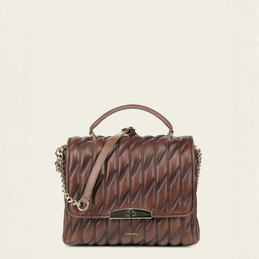 Cuadra Honey Lamb Leather Geometric Shoulder Bag front view