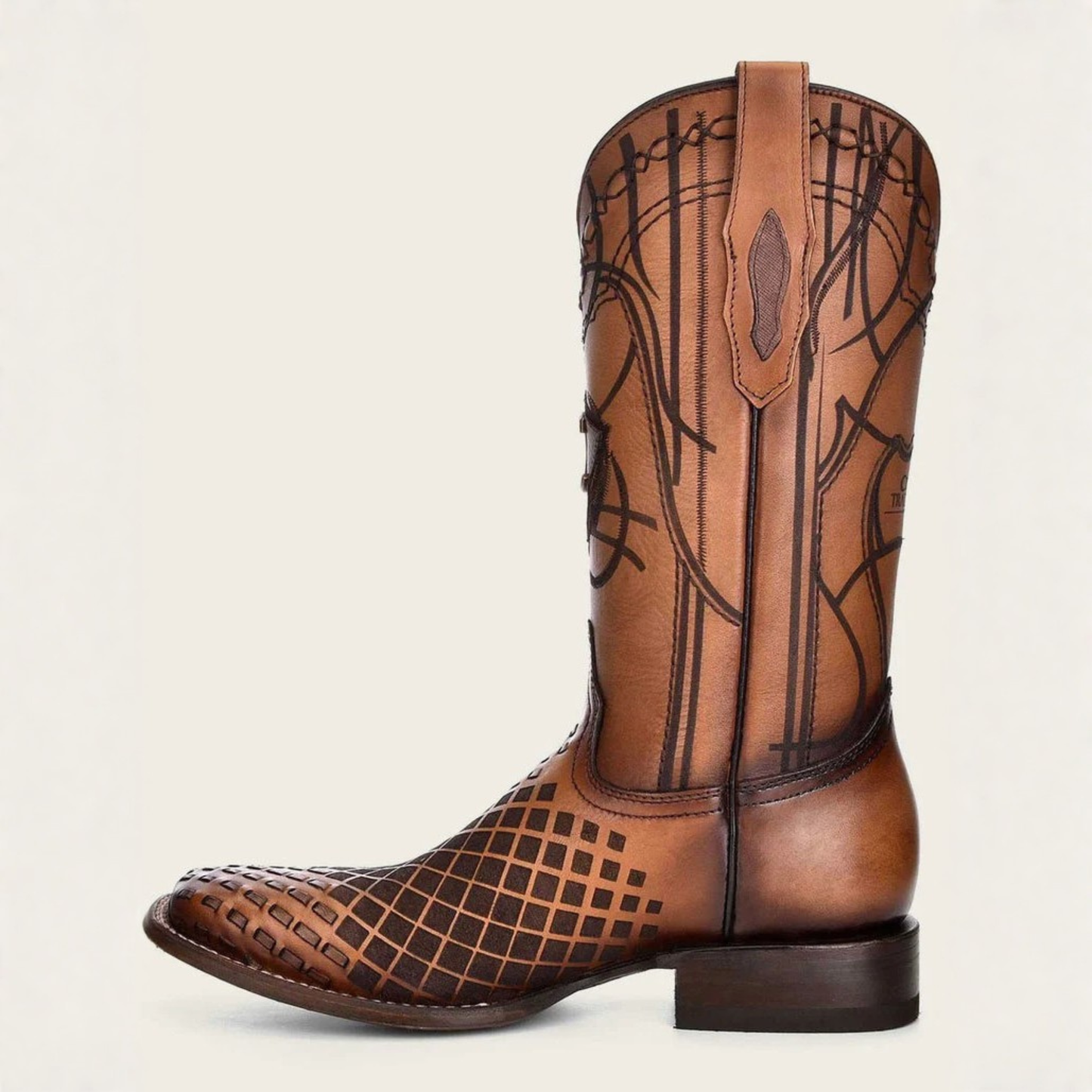 Cuadra genuine bovine leather western boot brown square toe side view