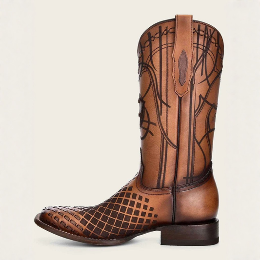 Cuadra genuine bovine leather western boot brown square toe side view