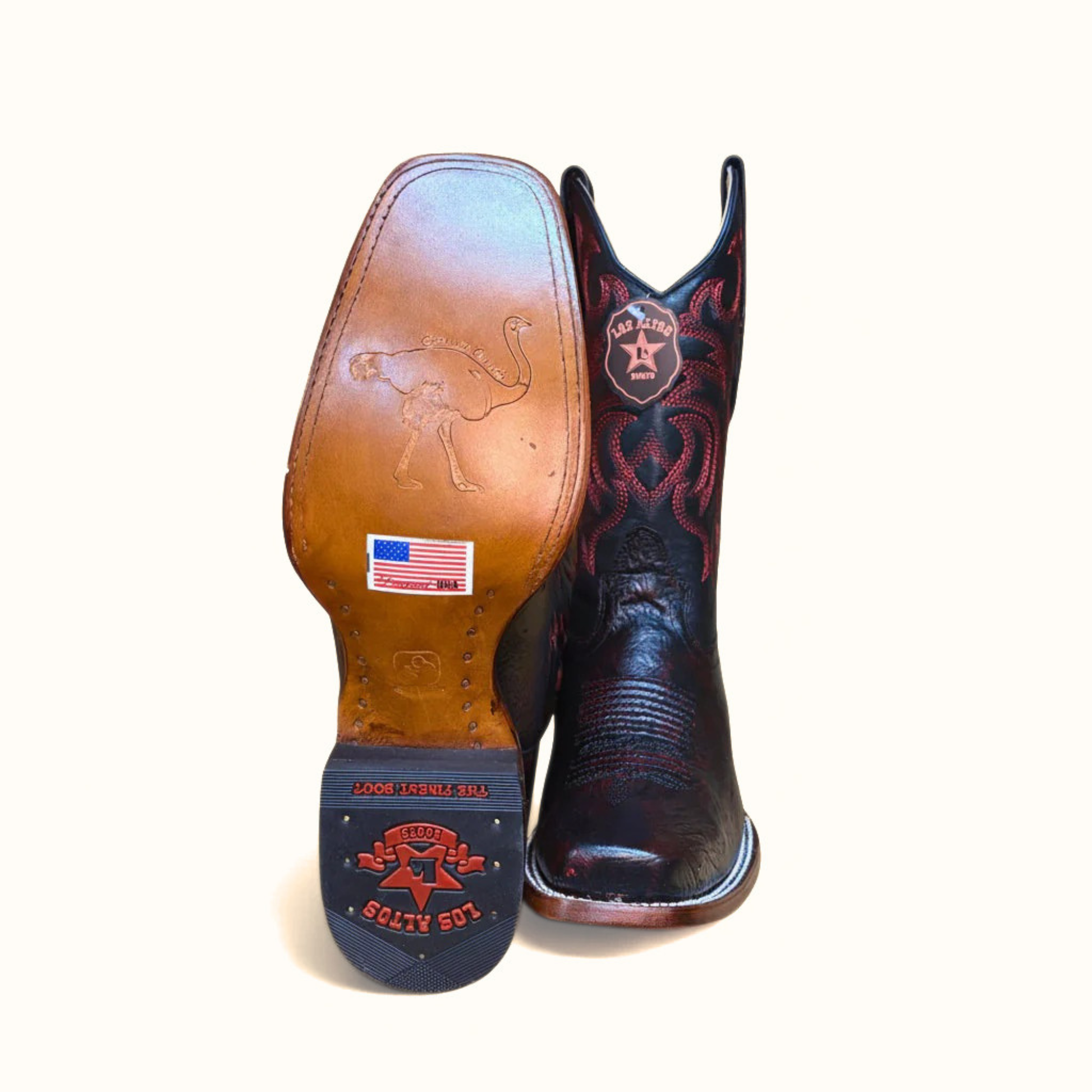 Outsole detail of Los Altos smooth ostrich rodeo boot