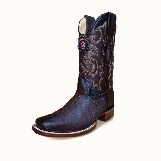 Los Altos smooth ostrich faded brown rodeo square toe boot front angle view