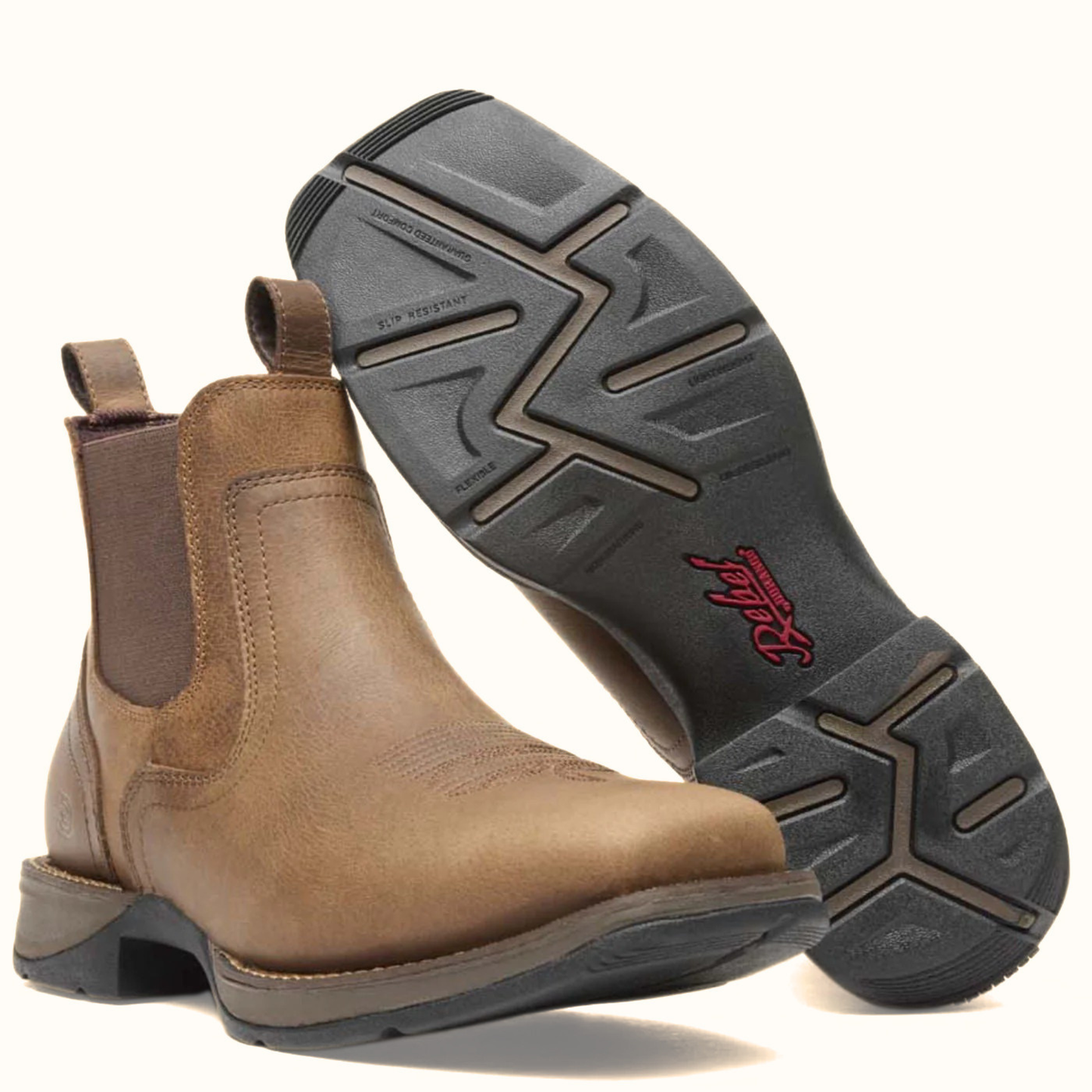 Durango Red Dirt Rebel Chelsea Boot outsole view showing tread pattern