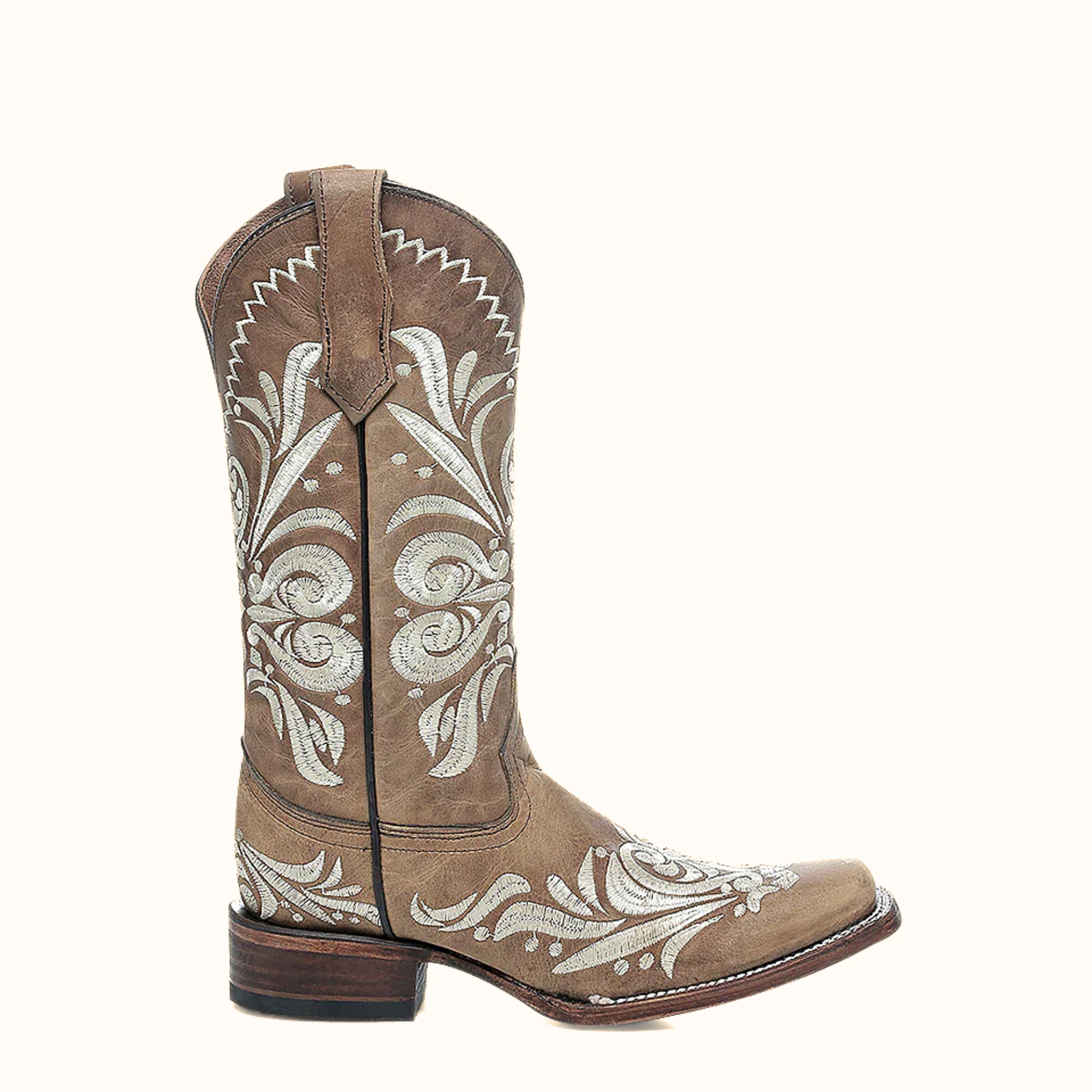 Corral Light Embroidery Brown Square Toe Circle G Cowboy Boot side profile
