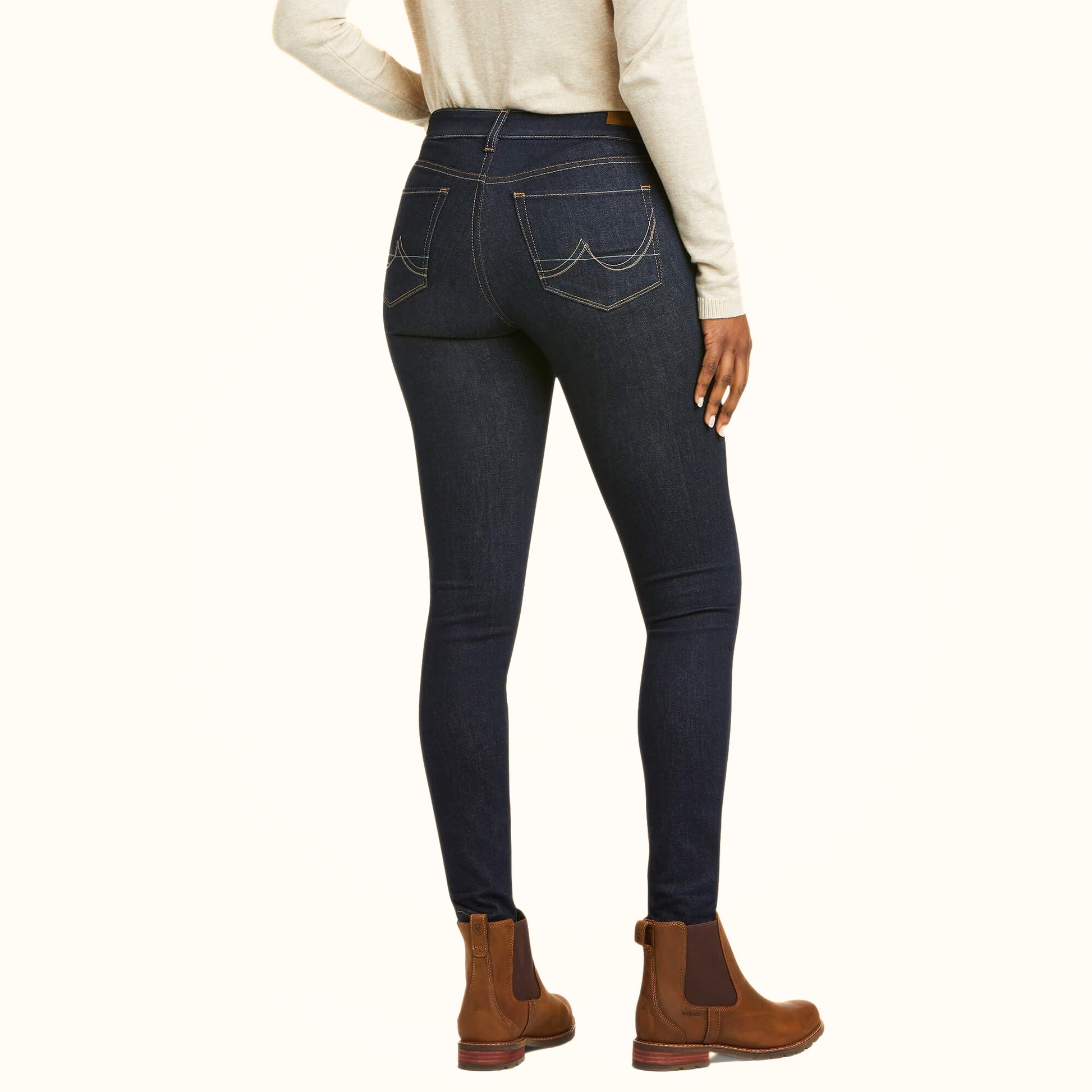 Ariat Women’s Ultra Stretch Perfect Rise Sidewinder Skinny Jean Blue rear view