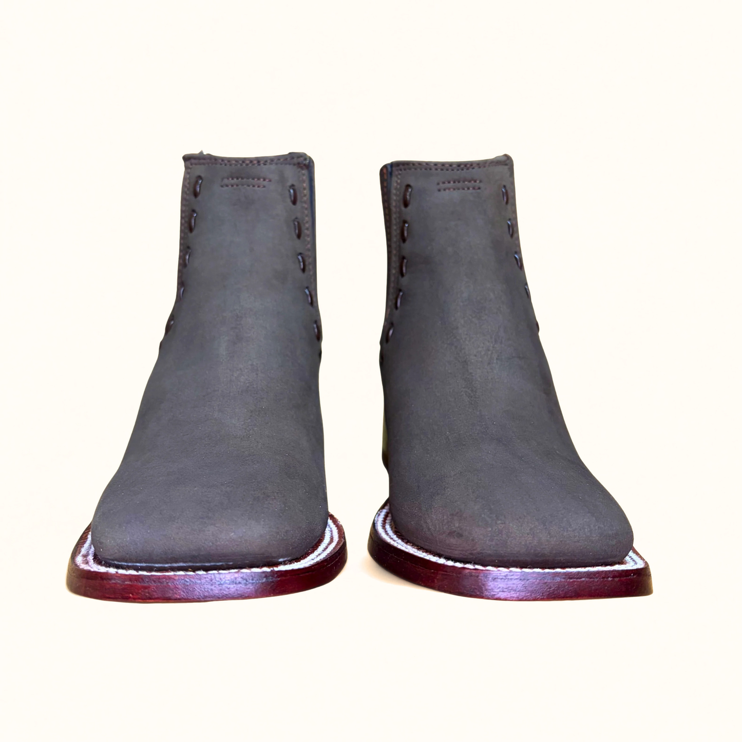 Los Altos Tobacco Nubuck Wide Square Toe Ankle Boot front pair view