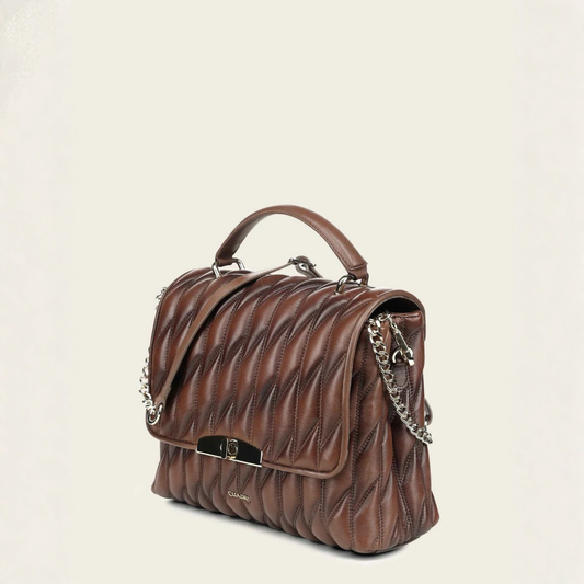 Cuadra Honey Lamb Leather Geometric Shoulder Bag angled front view