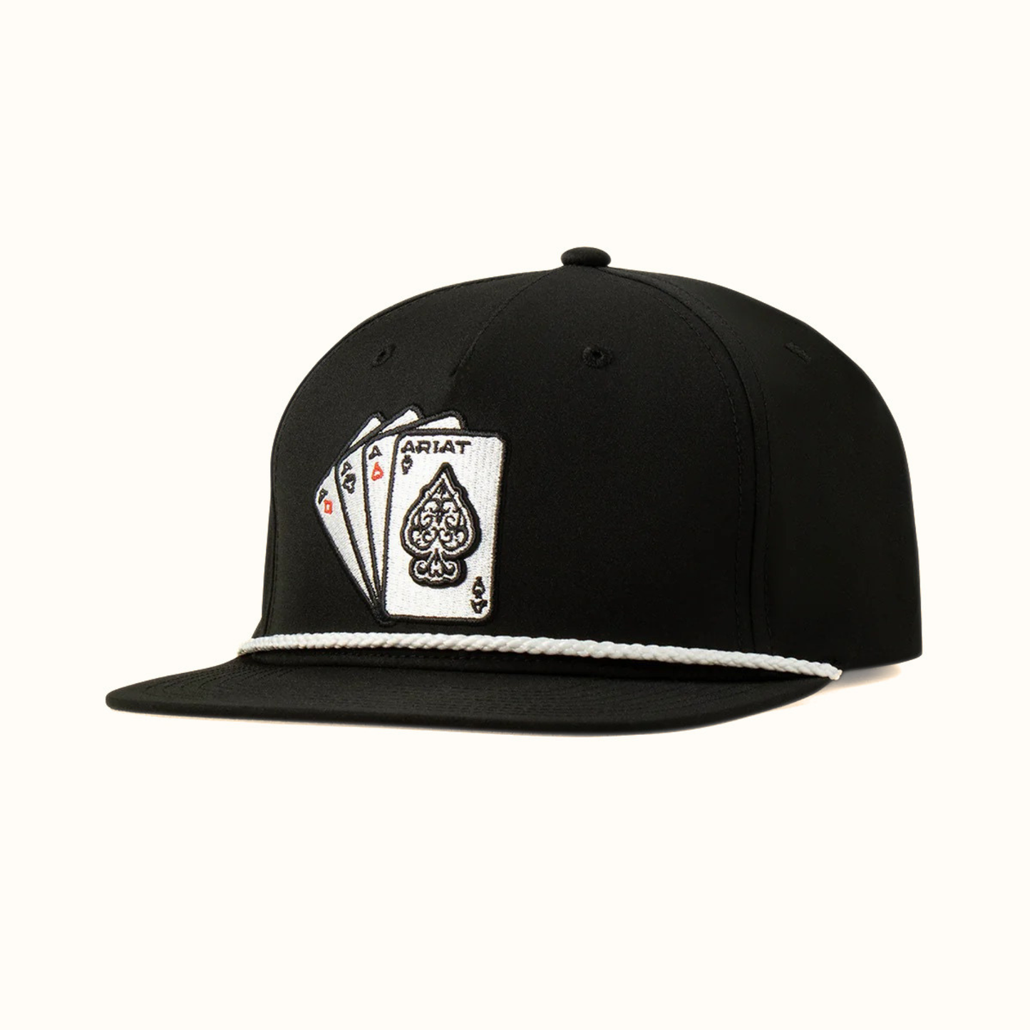 Ariat Ace Cards Snapback Cap Black front angled view