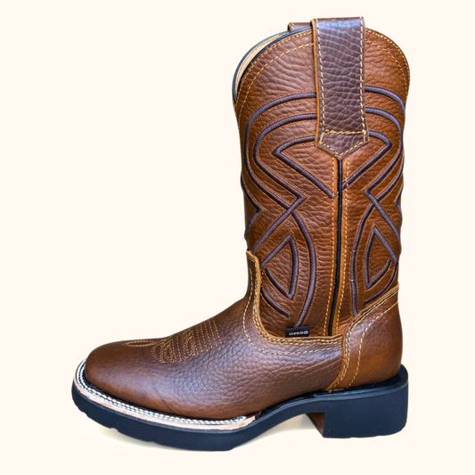Cerro CT Crazy Ocre square toe western boot brown leather side view
