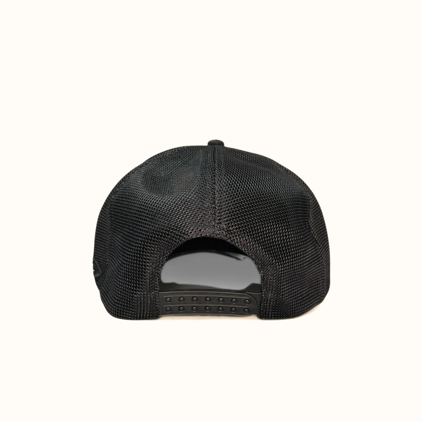 Back view of black Cuadra patterned cap with adjustable closure