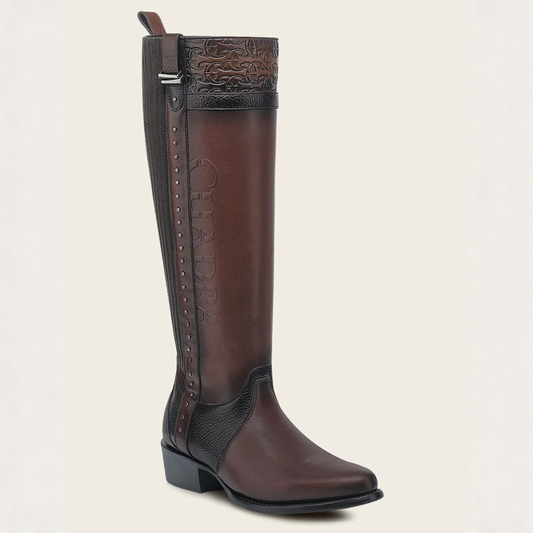 Cuadra Women’s Brown Leather Riding Boots angled front view