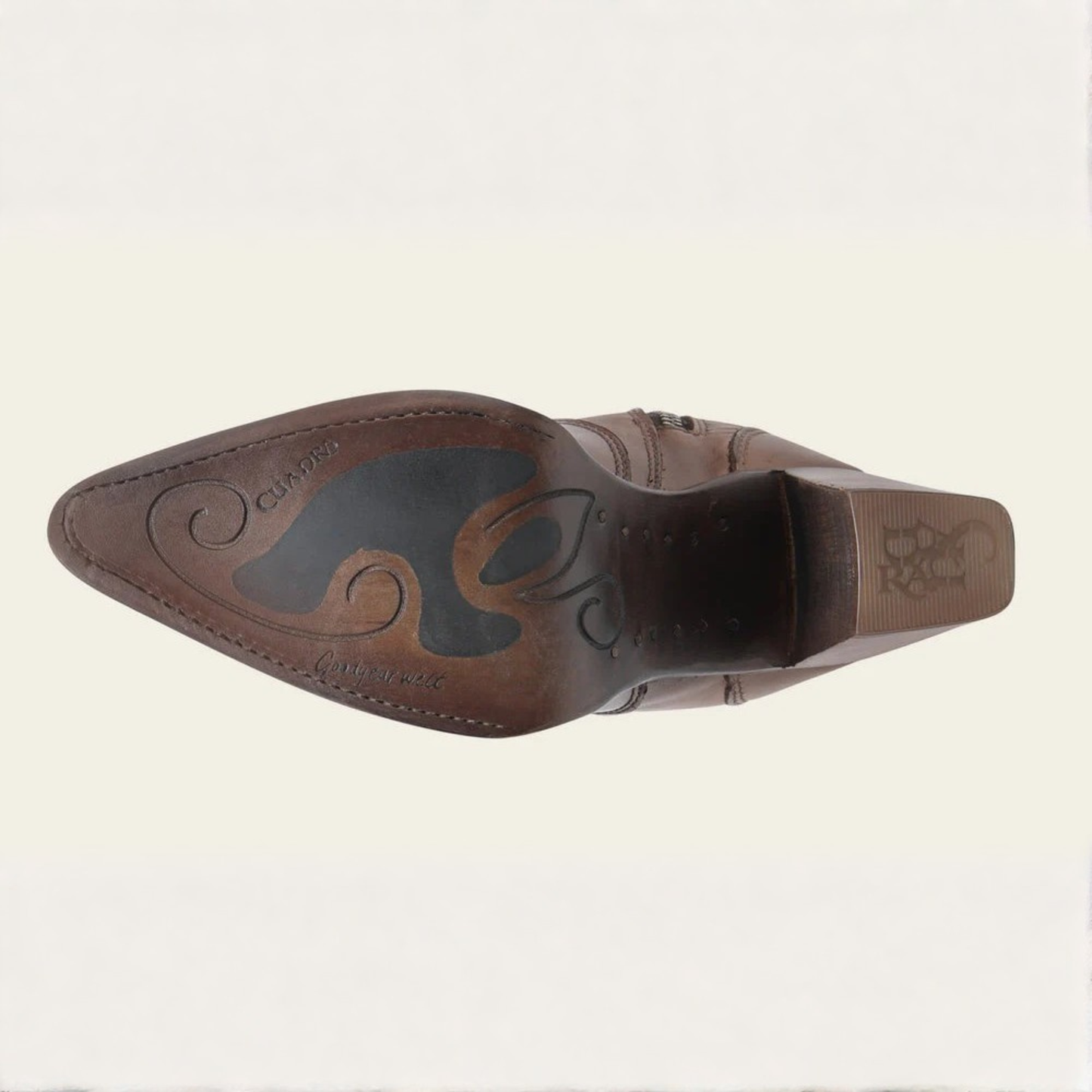 Cuadra Tall Western Style Brown Boot outsole view
