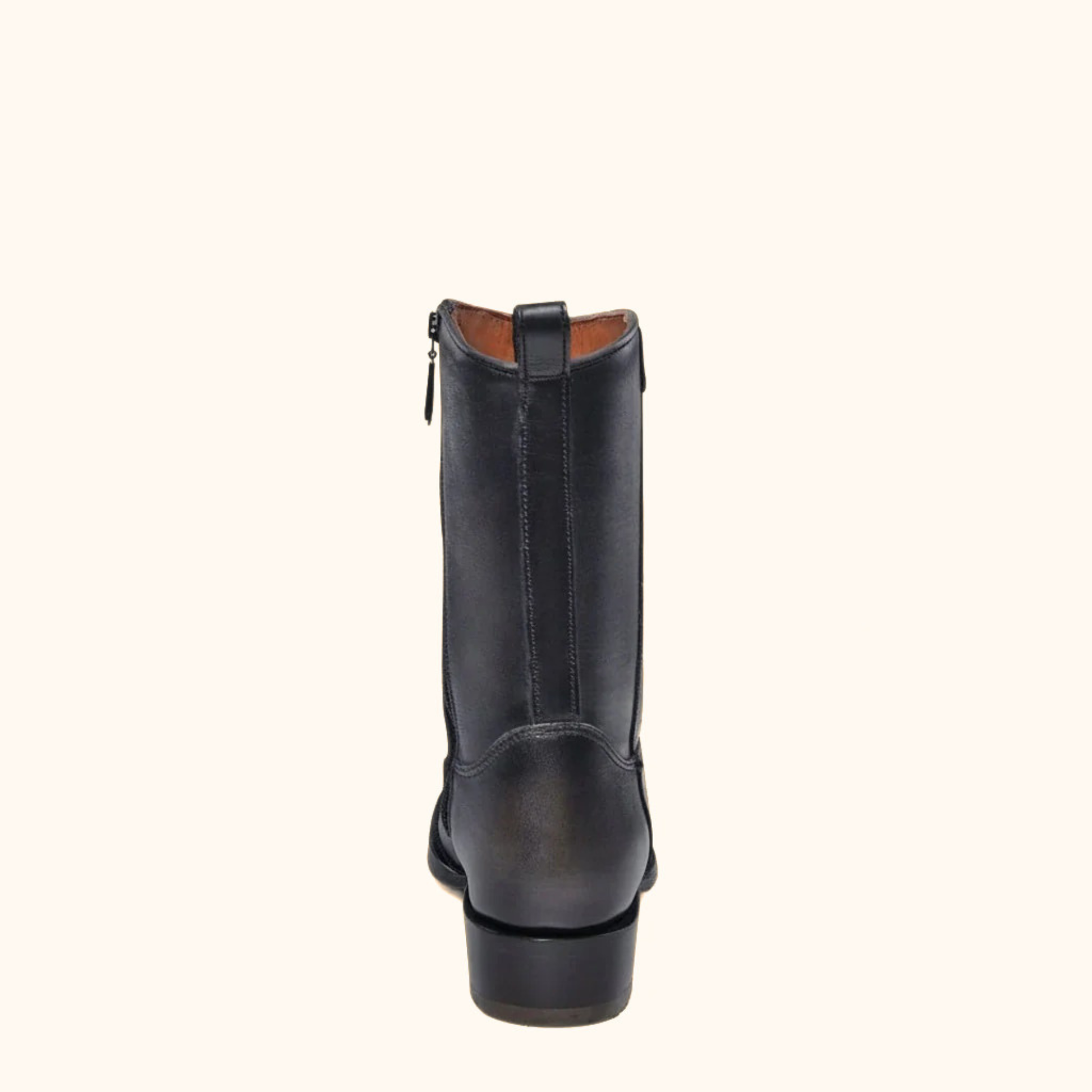 Rear view of Cuadra Plunge Black Caiman Laser & Woven Narrow Square Toe Boot