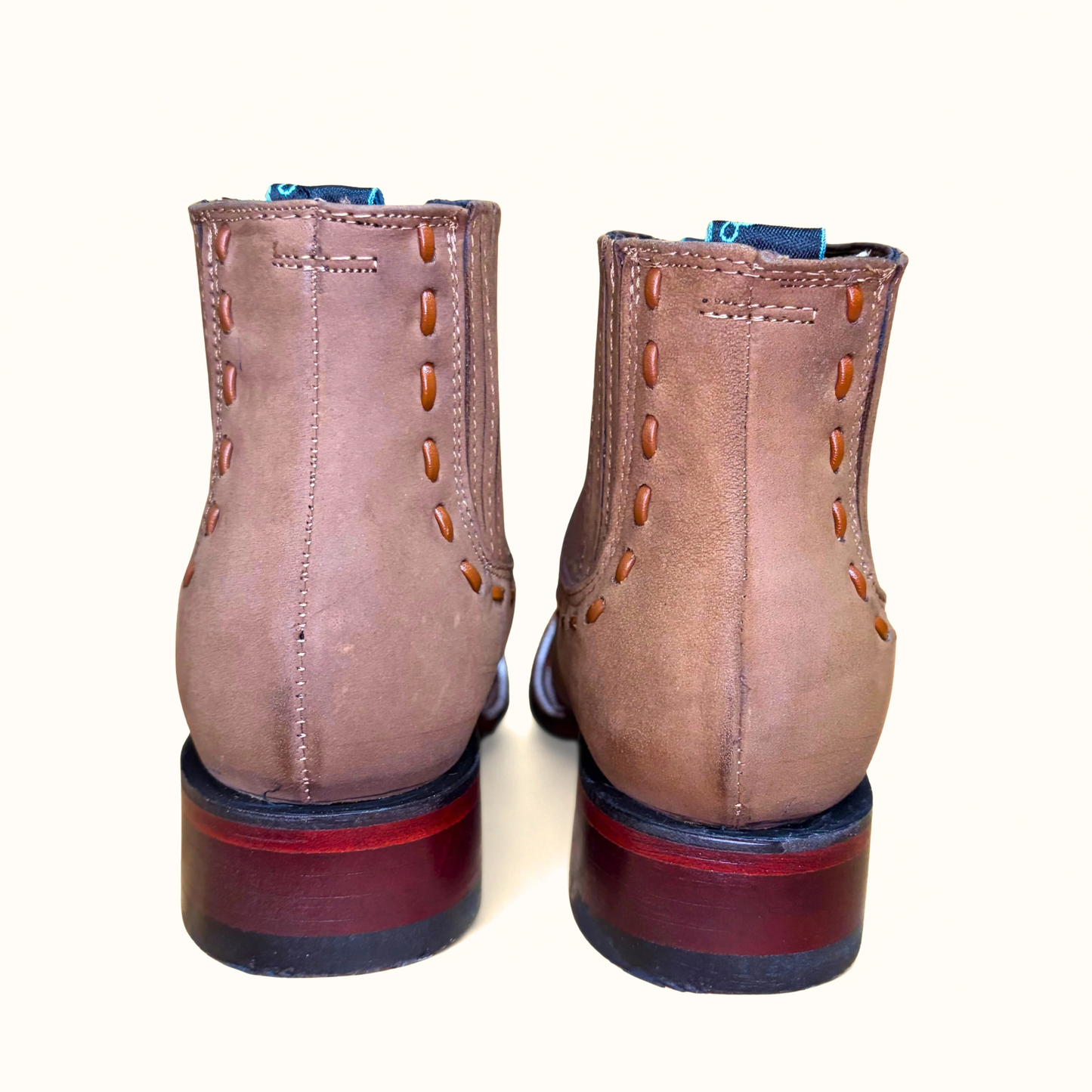 Taupe ankle boot rear view detail