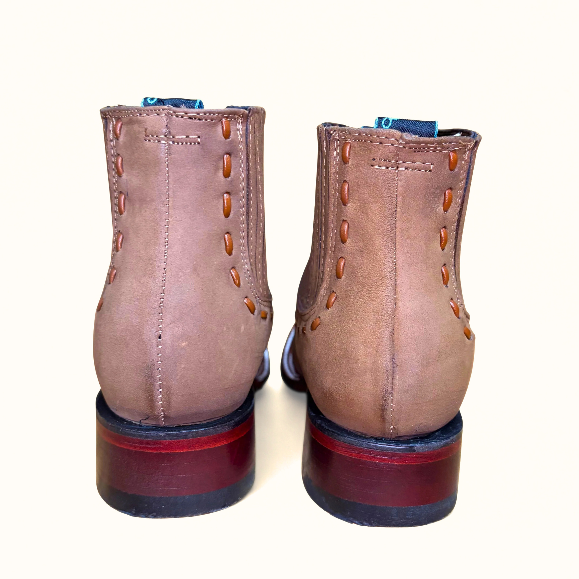 Taupe ankle boot rear view detail