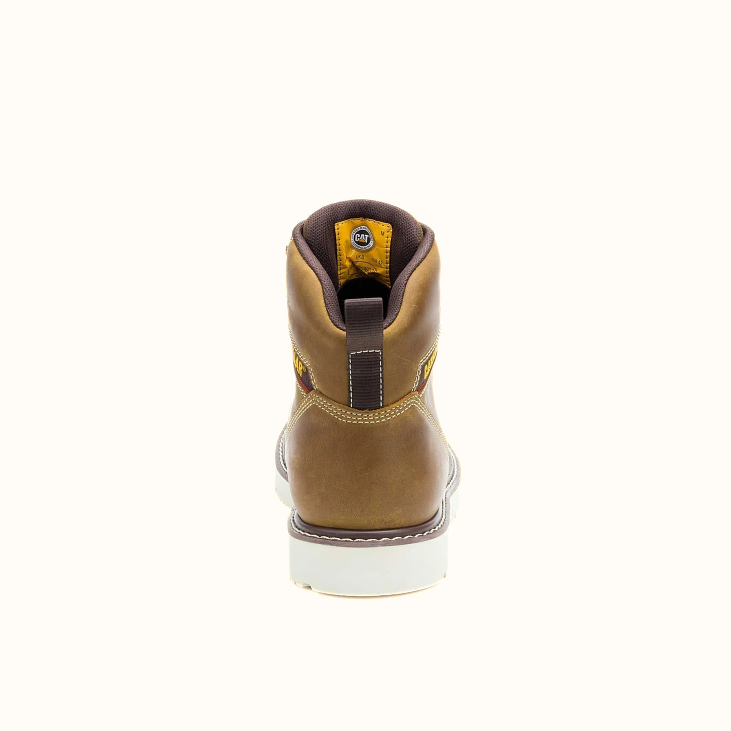 CAT Reclaimer wedge work boot rear heel view