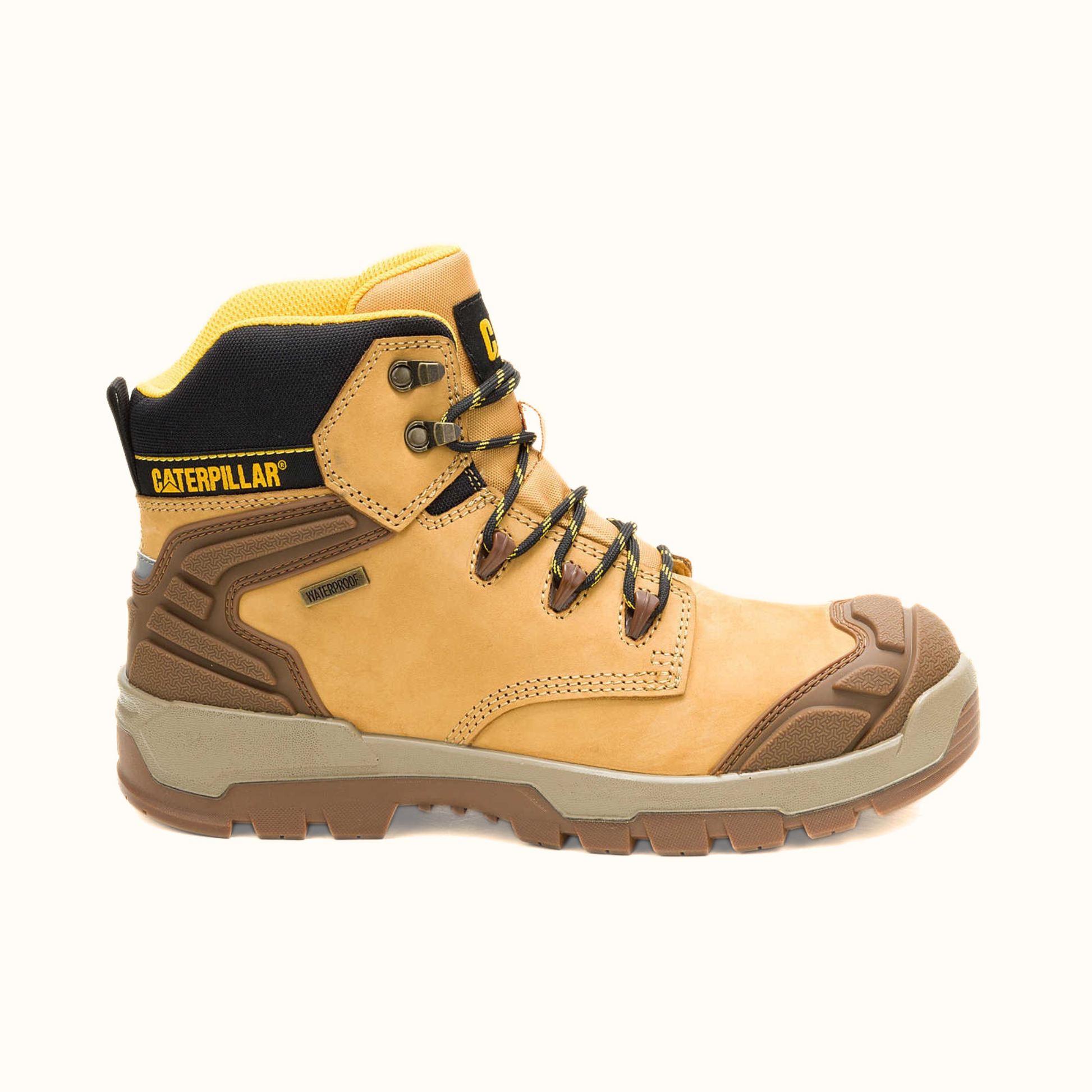 CAT Striver XL Waterproof Steel Toe Work Boot tan side view
