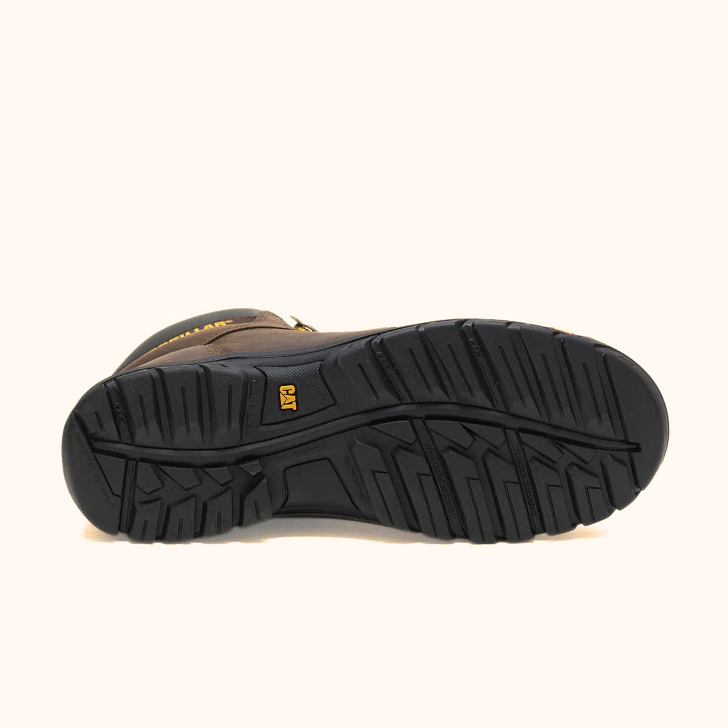 CAT Outline Work Boot outsole view showing tread pattern