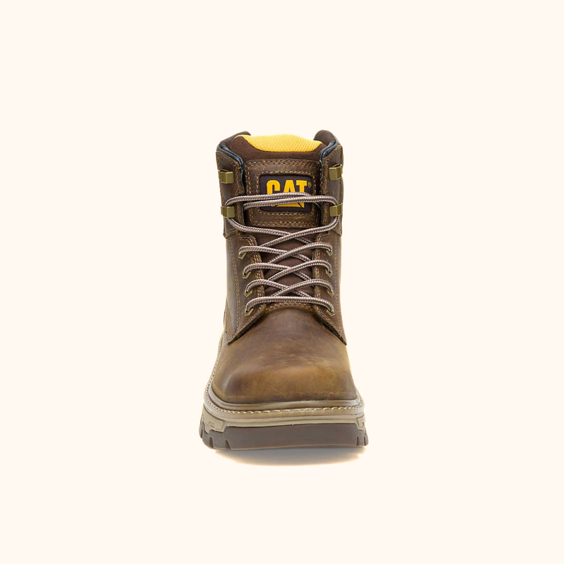 CAT Colorado Equip 6 inch Waterproof Work Boot front view showing lace-up design