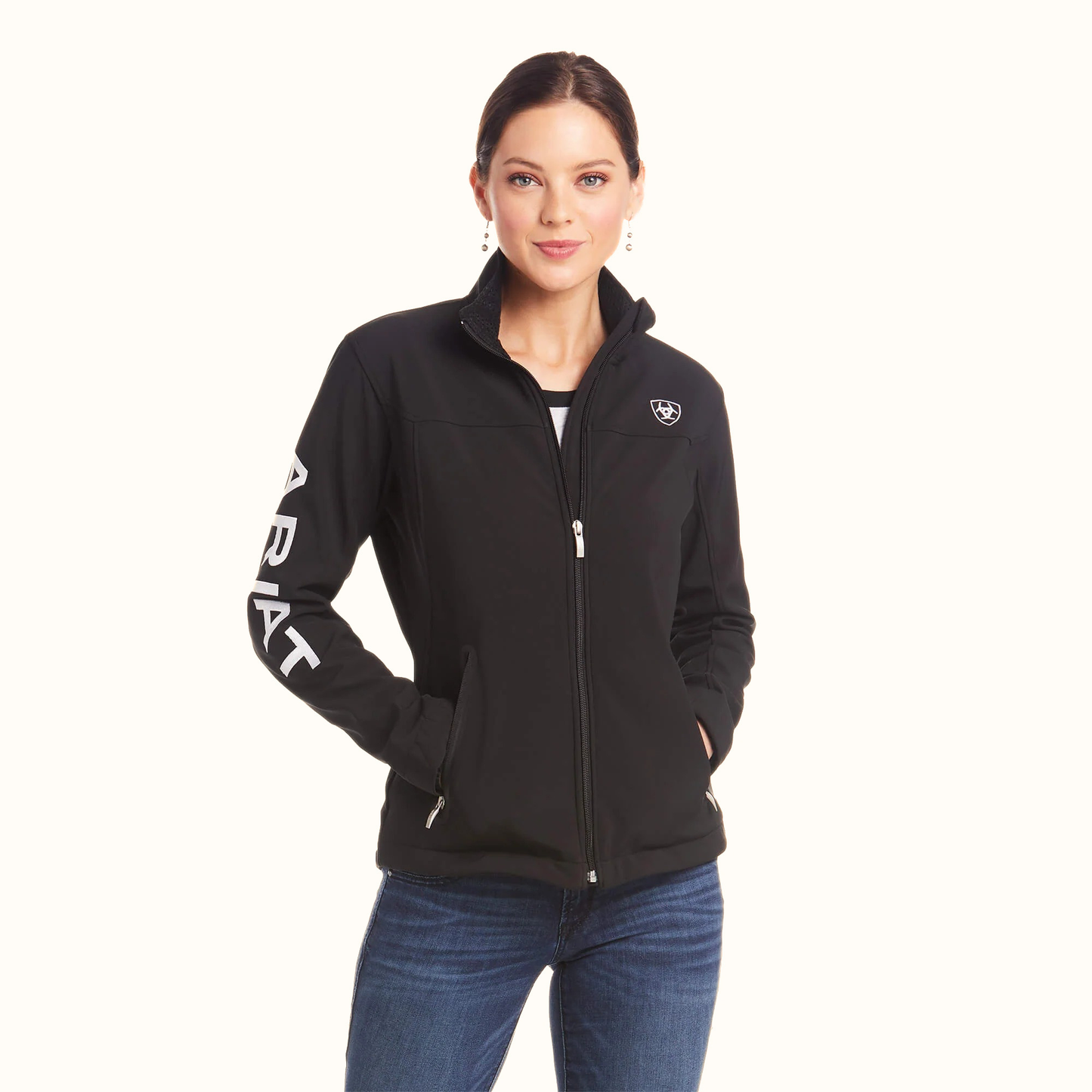 Ariat New Team Softshell Jacket women’s black front view