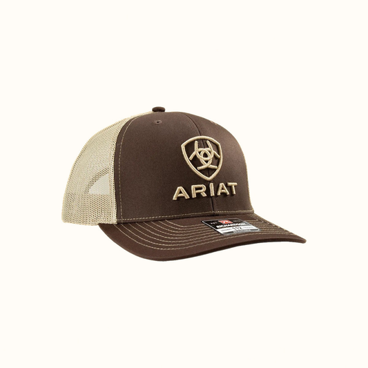 Ariat Shield Trucker Cap Brown front angled view