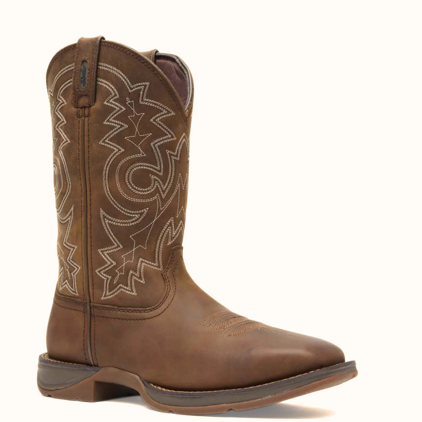Rebel by Durango steel toe pull-on western boot brown leather angled view