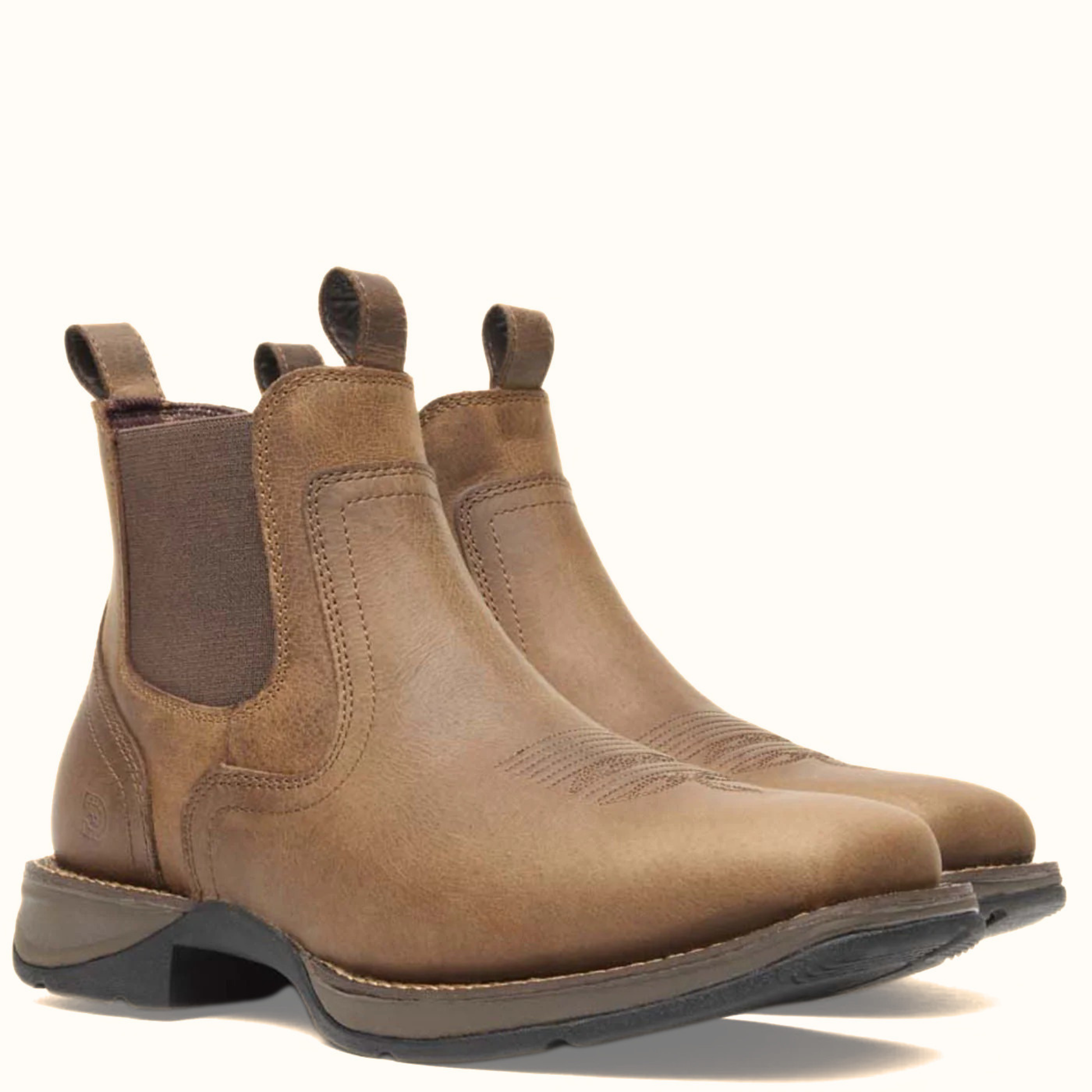 Pair of Durango Red Dirt Rebel Chelsea Boots in brown leather
